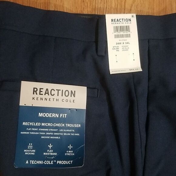 Reaction Kenneth Cole pants 34w x 34L new with tags - Picture 3 of 14